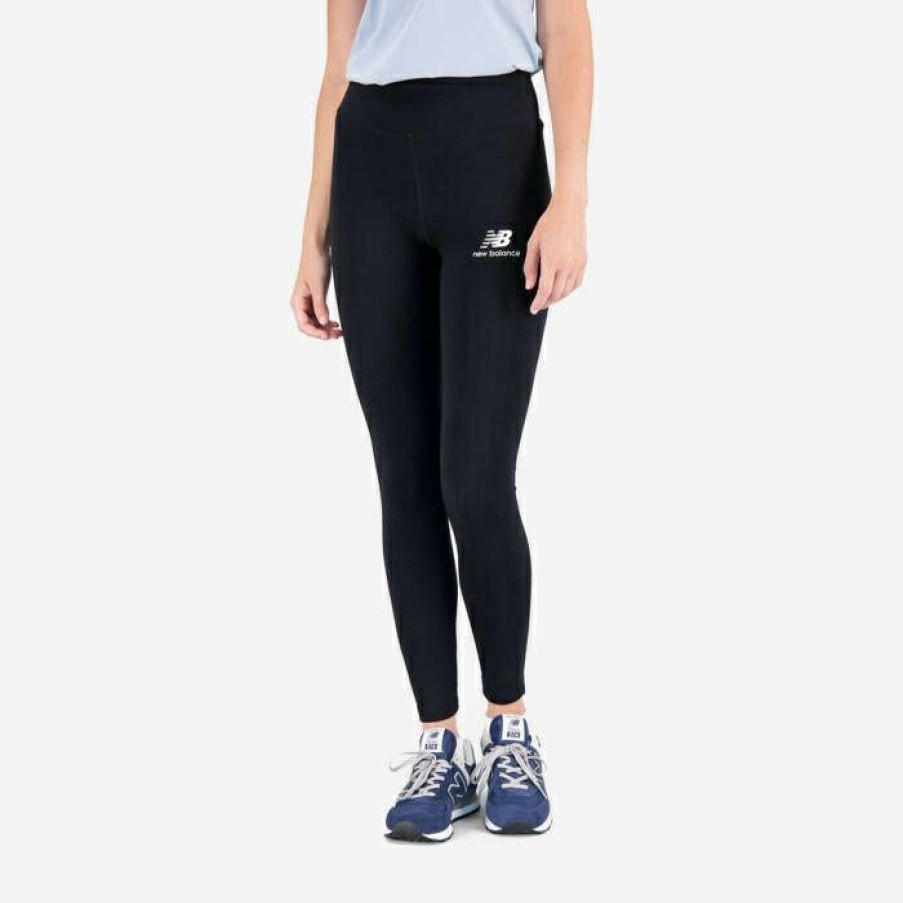 * Opening Sales Women'S Leggings New Balance Tight Essentials Stacked Logo Wp31509Bk | Women'S Trousers