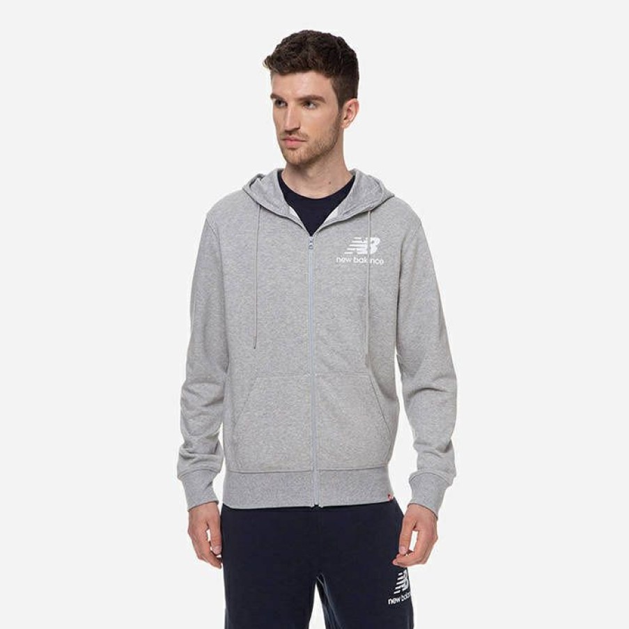 * Opening Sales New Balance Essentials Stacked Full Zip Hoodie Mj03558Ag | Mens Sweatshirts