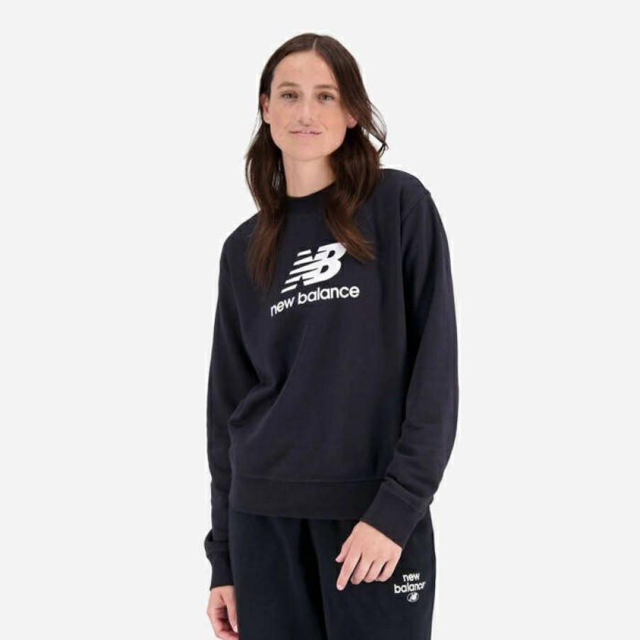 * Bargain Sale Women'S Sweatshirt New Balance Essentials Stacked Logo Wt31532Bk | Women'S Sweatshirts