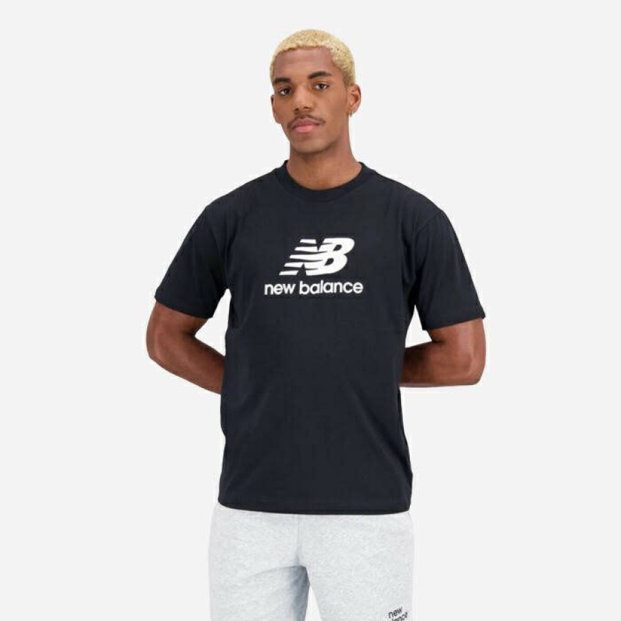 * Typical Style Men'S T-Shirt New Balance Essentials Stacked Logo Mt31541Bk | Mens T-Shirts