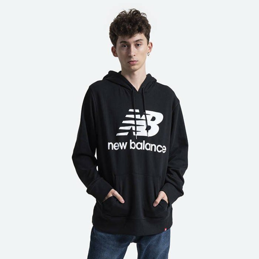 * Outlet Sale New Balance Essentials Stacked Sweatshirt Mt03558Bk | Mens Sweatshirts