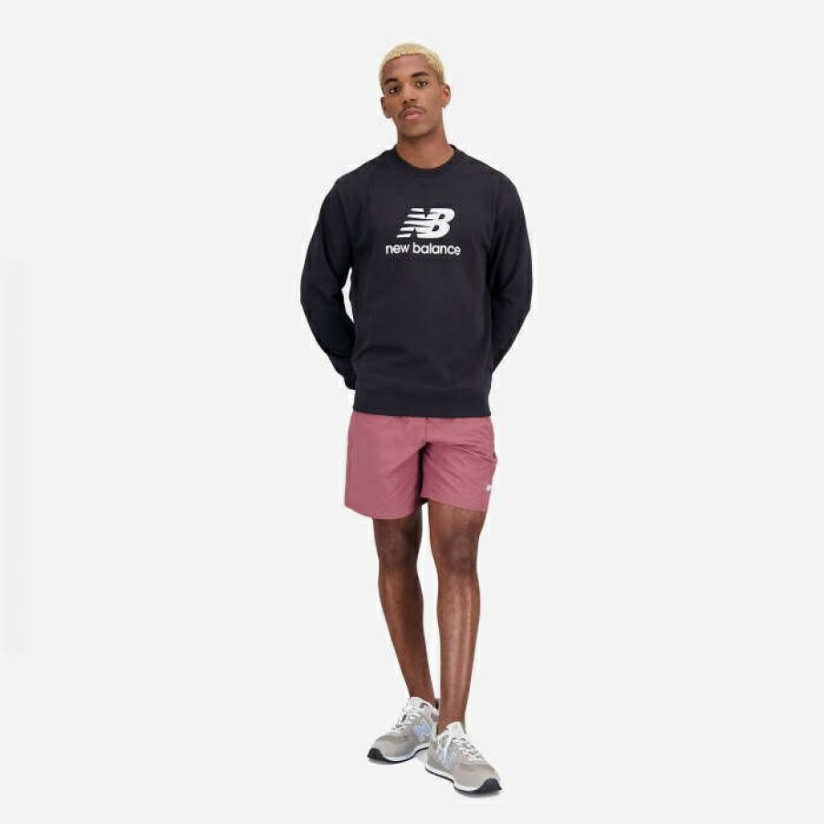 * Bargain Sale Men'S Sweatshirt New Balance Essentials Stacked Logo Mt31538Bk | Mens Sweatshirts