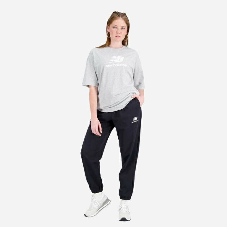 * Fashion Women'S Trousers New Balance Essentials Stacked Logo Wp31530Bk | Women'S Trousers